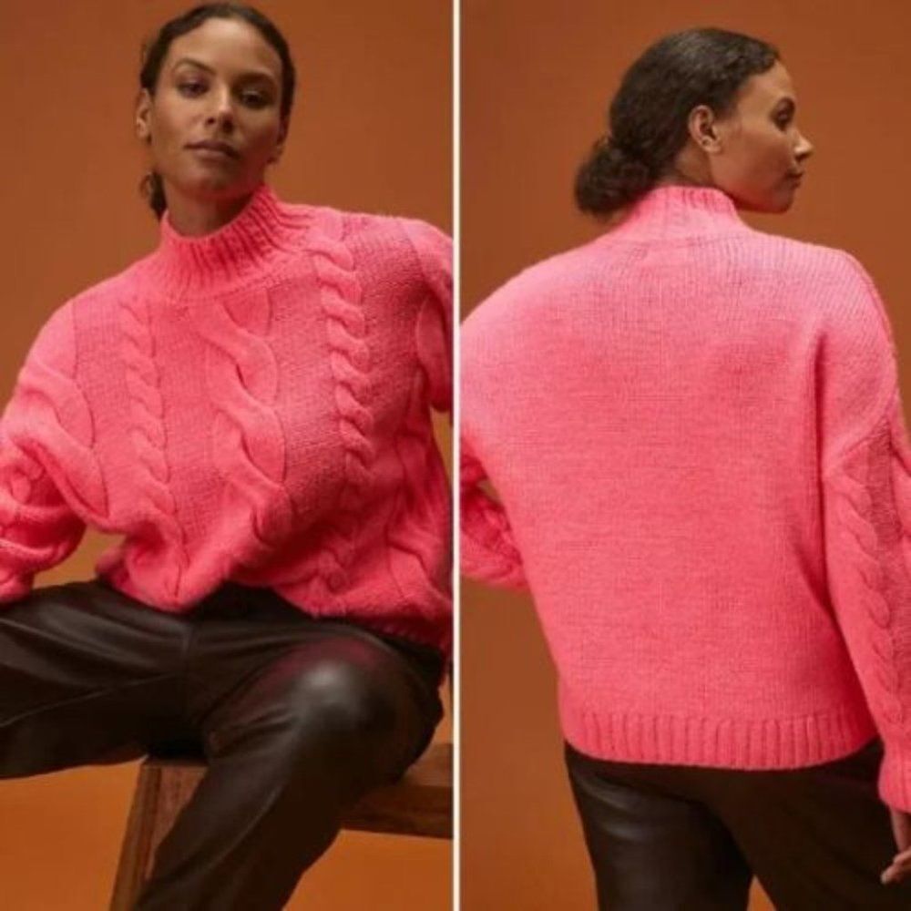 NWT Anthropologie Mock Neck Cable-Knit Sweater | XL Petite